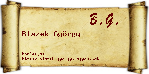Blazek György névjegykártya